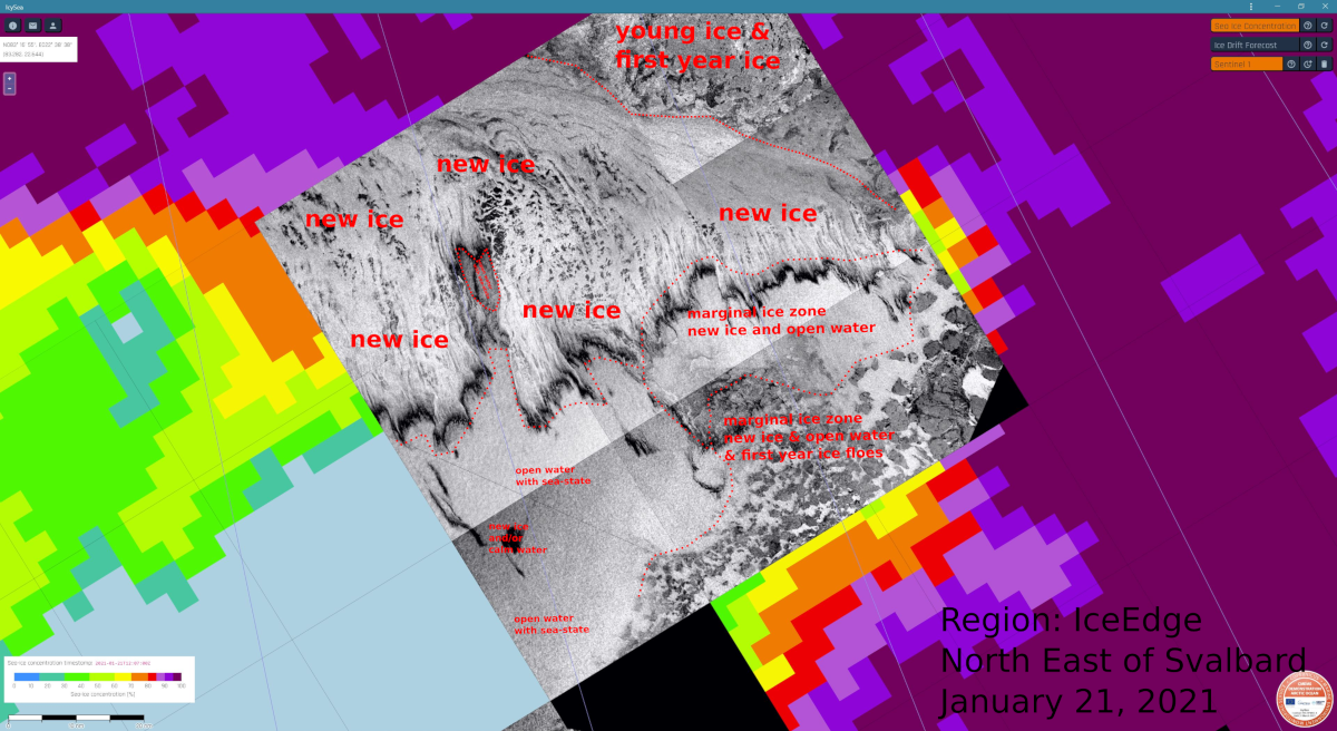 Interpretation of winter conditions, ice edge north-east of Svalbard