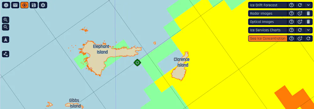 IcySea map showing your current location.