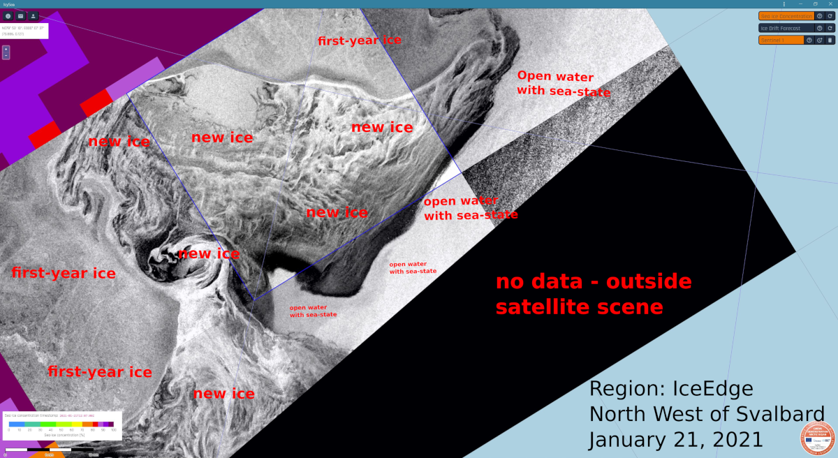 Interpretation of winter conditions, ice edge north-west of Svalbard